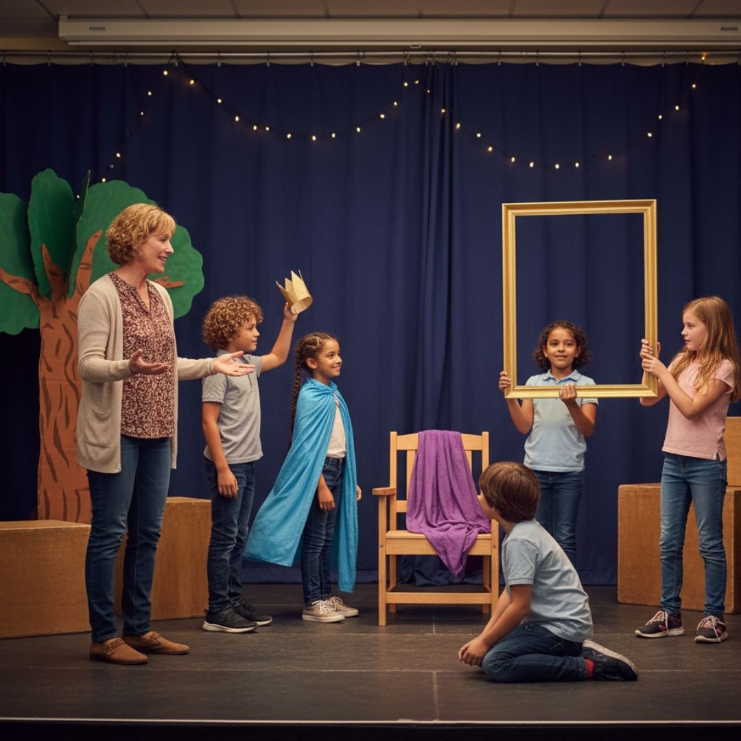 A group of students doing a play 